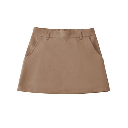 Willshela Women Fashion Solid Back Zipper A-Line Mini Skirt Vintage High Waist Female Chic Lady Skirts