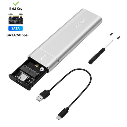 M2 SSD Case Dual Protocol M.2 NVME SATA External Enclosure M.2 to USB3.1 Type C SSD Adapter for NVME PCIE NGFF SATA SSD Disk Box