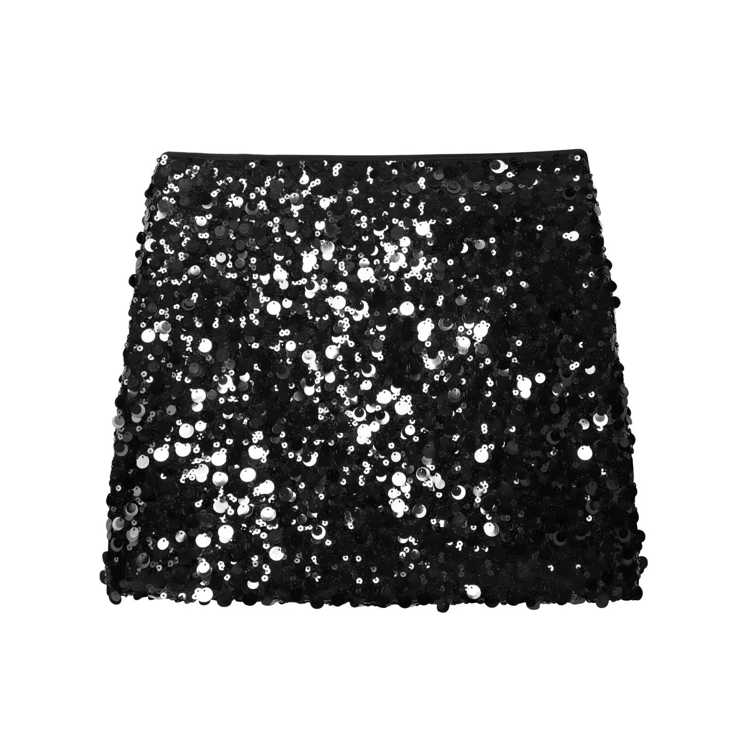 HH Women Fashion Shinny Sequin Mini Skirts Side Zipper High Waist A Line Skirt Summer Woman Elegant Club Party Sexy Lady Skirts