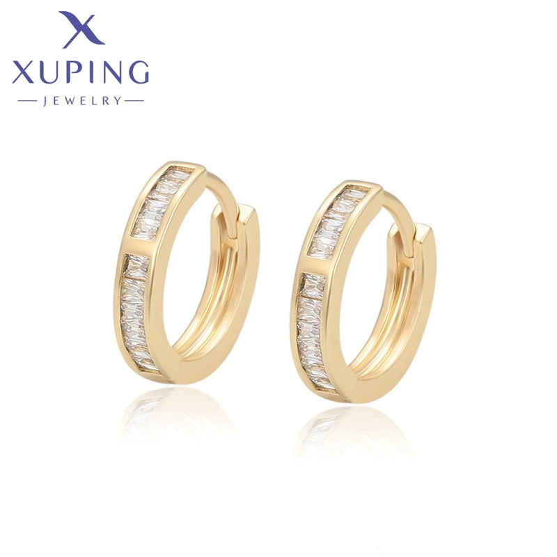 Xuping Jewelry Hot Sales High Quality Charm Popularity Circle Light Gold Color Hoop Earrings for Women Christmas Gift X001189666