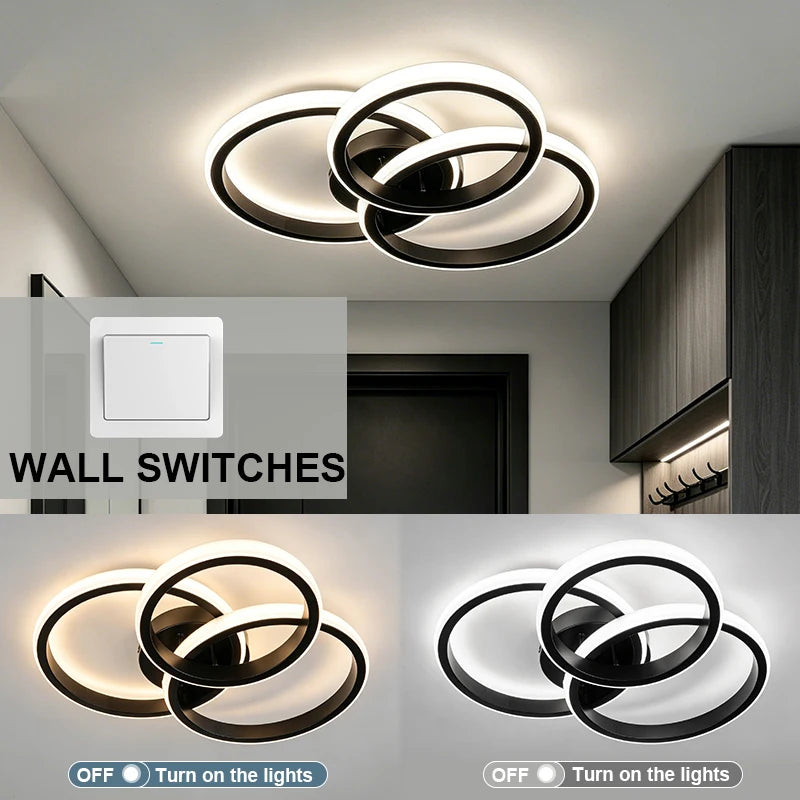 Modern LED Ceiling Light for Living Room Bedroom Hallway Lamp Square Round Chandelier Indoor Lighting Fixture