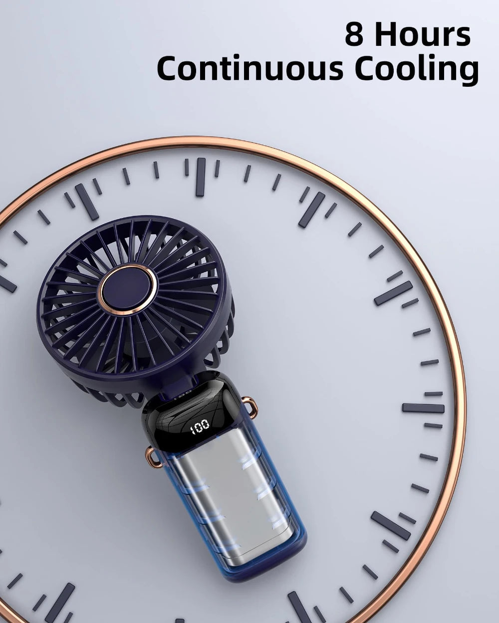 Portable Handheld Fan,Mini Foldable Desk Fan,USB Rechargeable Fans with 5 Speeds,Battery Operated with LED Display for Home