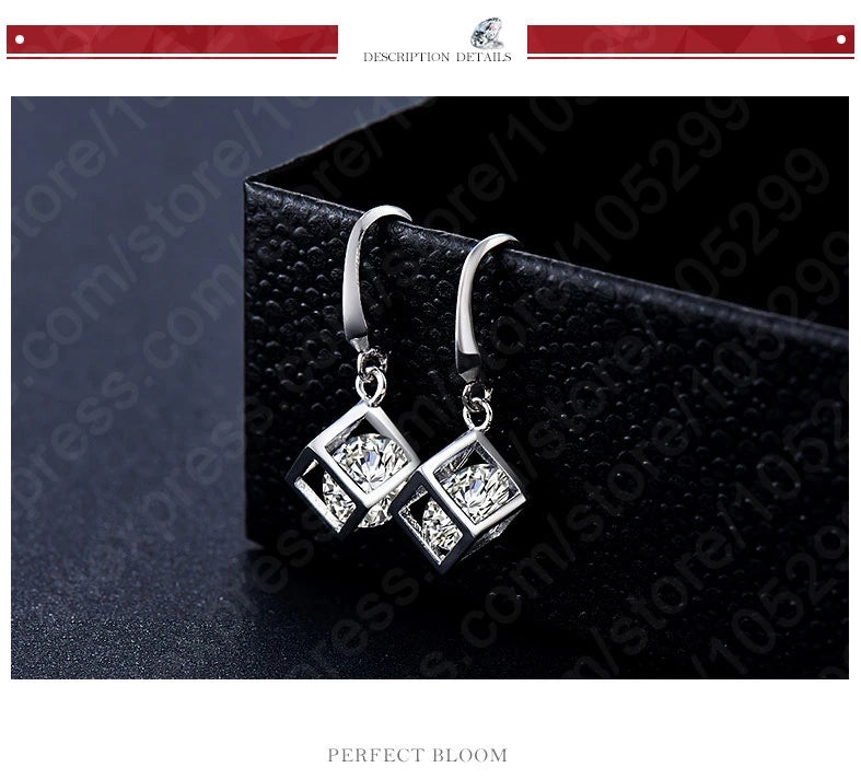 Hot Sale Big Promotion 925 Sterling Silver Jewelry Set Wedding Accessories Shiny Crystal Pendant Necklace Earrings