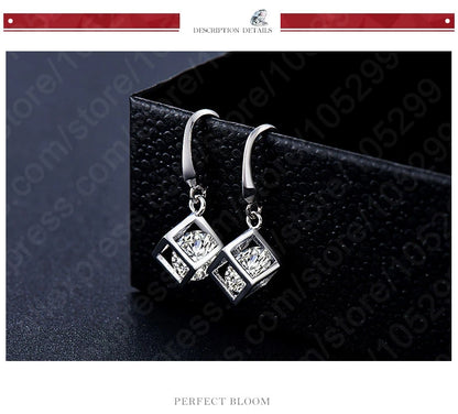 Hot Sale Big Promotion 925 Sterling Silver Jewelry Set Wedding Accessories Shiny Crystal Pendant Necklace Earrings