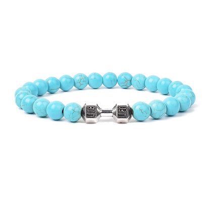 Dumbbells For Men Beads Bracelet Natural Black Volcanic Lava Stone Energy Barbell Fashion Bracelets Bangles Handmade Jewelry