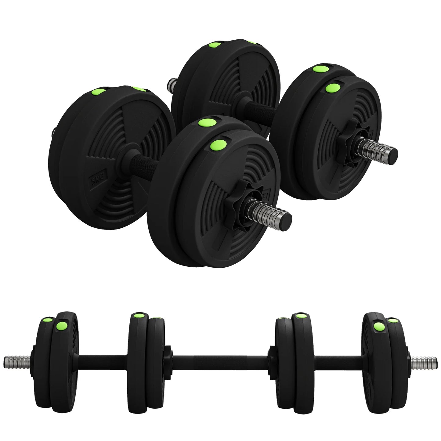 SPORTNOW dumbbells 2 In adjustable 1, free dumbbells with non-slip handles, 15KG-bars included-muscle training