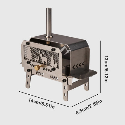 Portable Mini Folding Charcoal Stove Stainless Steel Outdoor Fire Pit Heater, Detachable Wood Burner for Camping