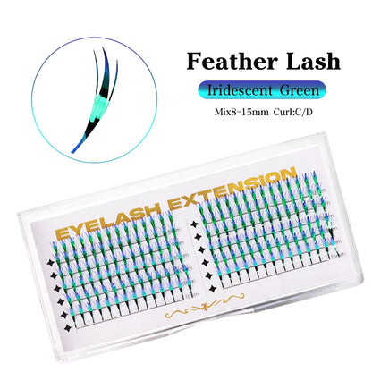 AGUUD Shiny Tinsel Manga Comic Spire Lash Glitter Color Anime Eyelash Extension Feather Shape Premade Fans Party Makeup Lashes