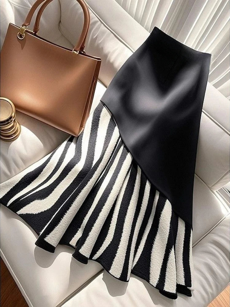 Vintage Long Pleated Skirts Y2k Spring French Elegant Slim Fit A-line Umbrella Design Skirt Faldas Mujer Korean Fashion Clothing
