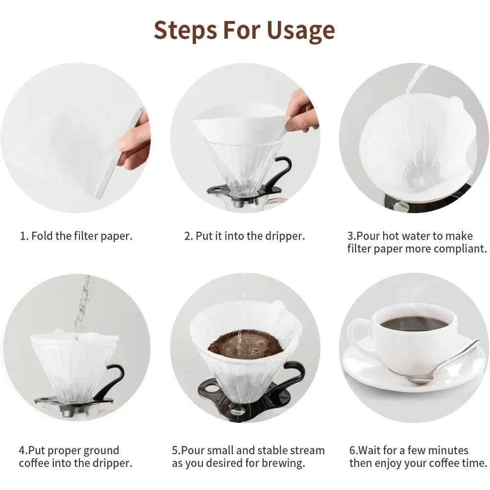 Coffee Filters, 01&02 Cone Filters, Disposable Natural Paper Filters, For Pour Over and Drip Coffee Maker
