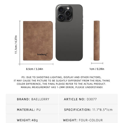 Baellerry Wallet for Men PU Leather Front Pocket Minimalist Money Clip Travel Essentials