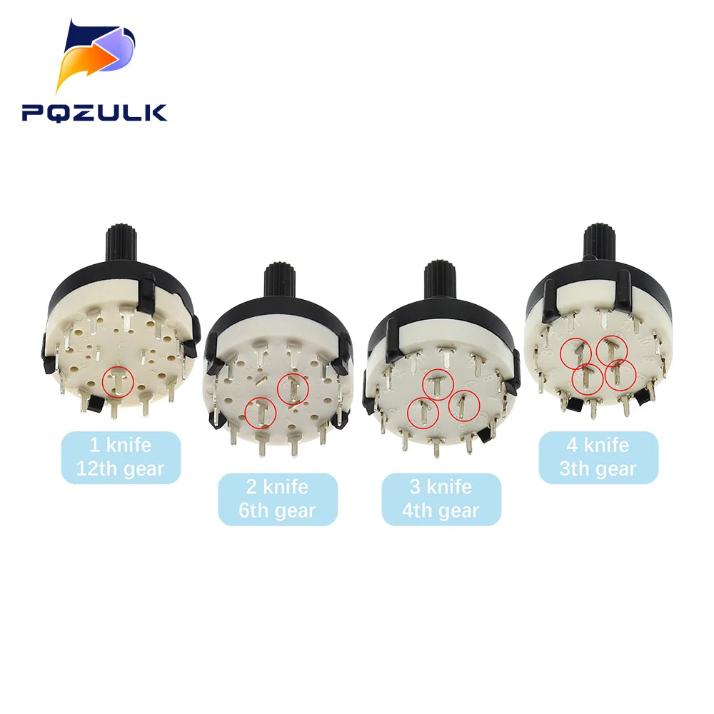 5PCS RS26 1 Pole 12 Position Selectable Band Rotary Channel Selector Switch Handle length 20MM With Knob