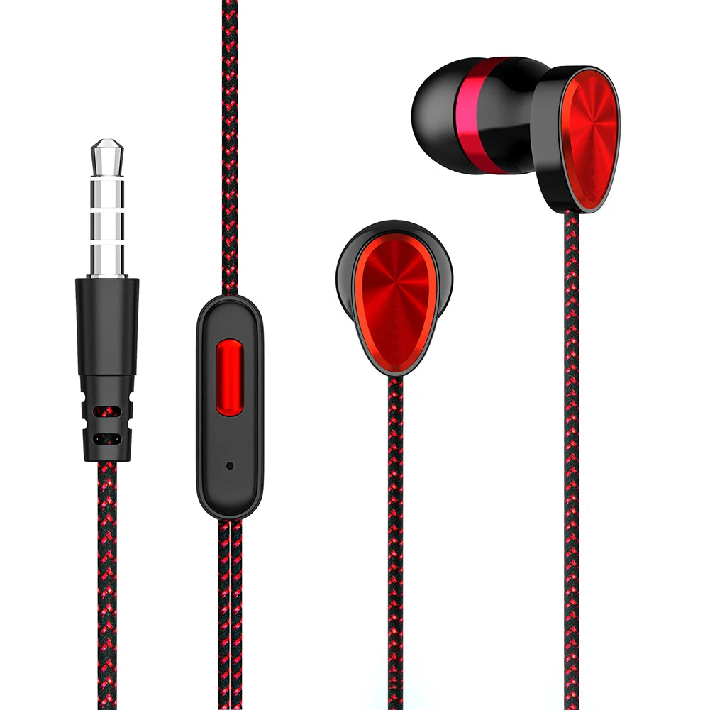 Wired Earphones 3.5mm In-ear Stereo Sports Earbuds Electroplating Game Heavy Bass Headphone For Mobile Phone Laptop