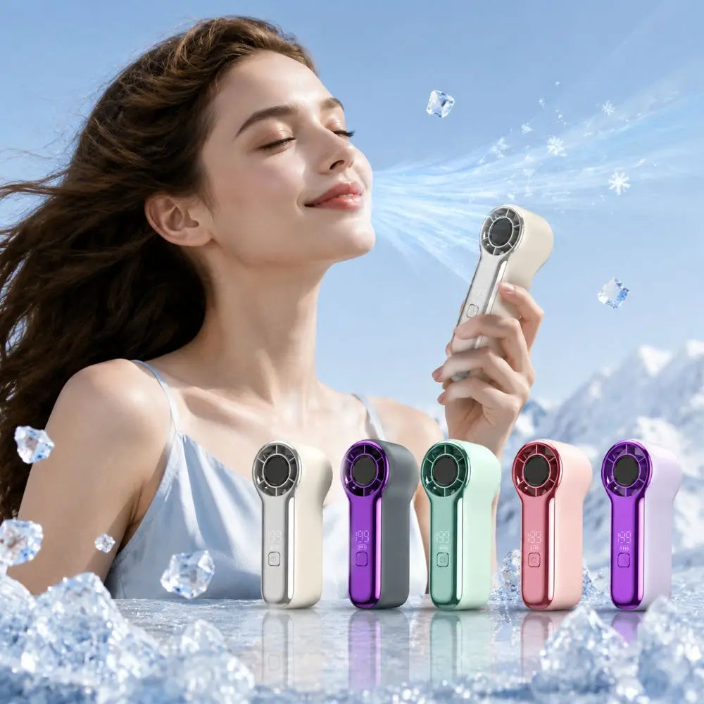 Portable LED Display Mini Handheld Fan USB Rechargeable High-speed Fan Strong Wind Cooling Fan Outdoor Travel Use