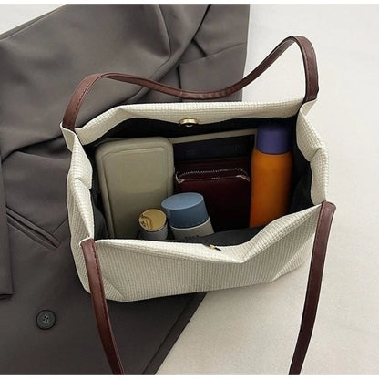 New Fall Versatile Simple Shoulder Bag Fashion Commute Tote Bucket Bag