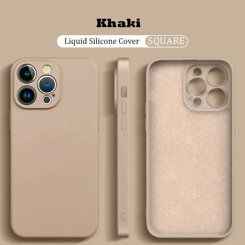 Original Liquid Silicone Shockproof Case For Xiaomi Mi 14 13 13T 12 12T 11T 10T 10 11 Lite Pro Square Fluff Bumper Soft Cover