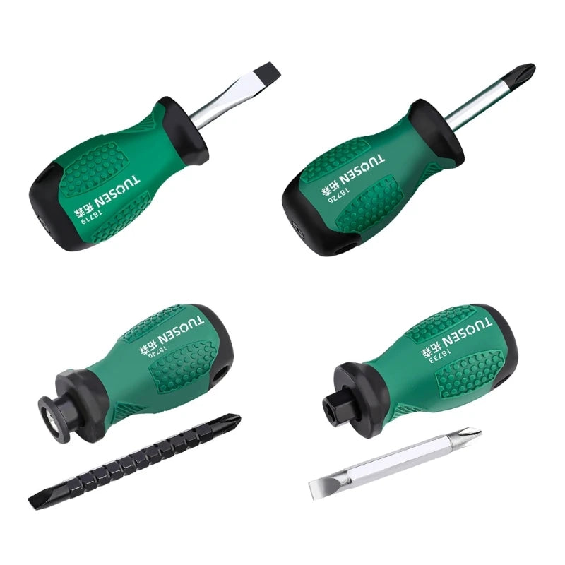 Stubby Screwdriver Lightweight Slotted Cross Screwdriver Bit Telescopic Screwdriver with Magnetic for Repairing Works