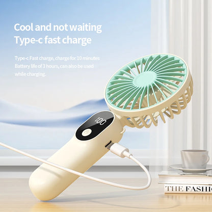 Portable Handheld Fan Mini USB Fan With 6 Speeds and Digital Display Foldable 3-in-1 Handheld Neck and Desktop Fan For Outdoor