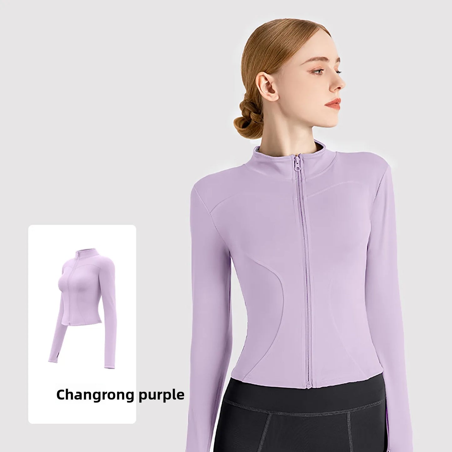 New Jacket Women Yoga Wear Ladies Coat Round High Elasticloose Exercise Yoga Fitness Long Sleevestand-up Collar Yoga Tops Thin