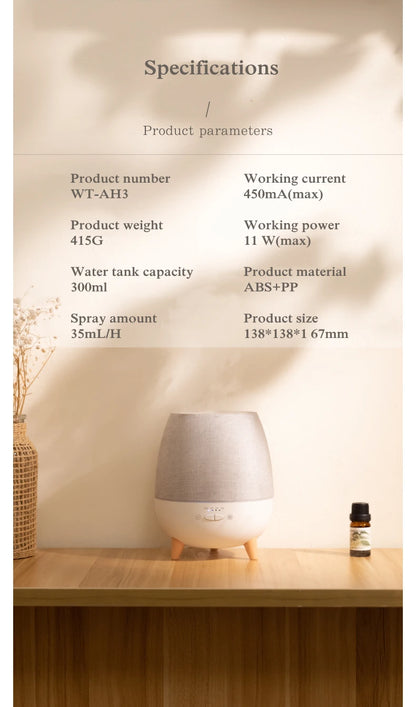 Elektrischer Aroma-Luftbefeuchter (300 ml) mit Fernbedienung, Ultraschall-Nebel und Nachtlicht