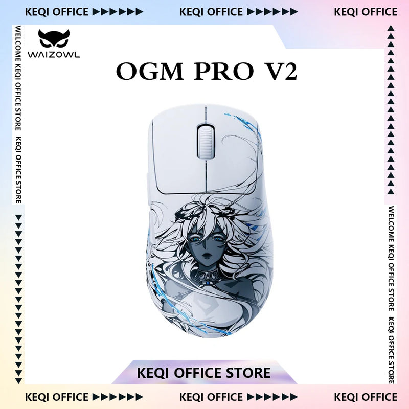 Waizowl OGM Pro V2 Hades Gaming Mouse Customize Wireless Three-Mode Paw3950 30000dpi Lightweight Gaming Mouse E-sports Ergonomic