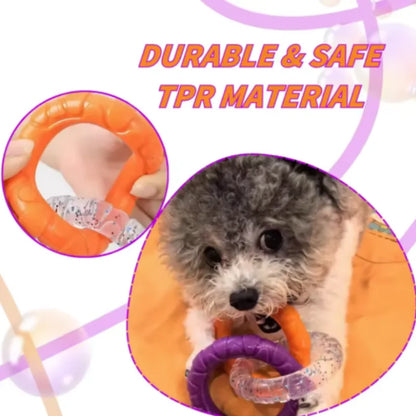 Dog Chew Toy TPR Teeth Cleaning Pet Toys For Small Medium Large Dogs Interactive Bite Resistant 3 Ring Tug Dog Toy Pet Supplies