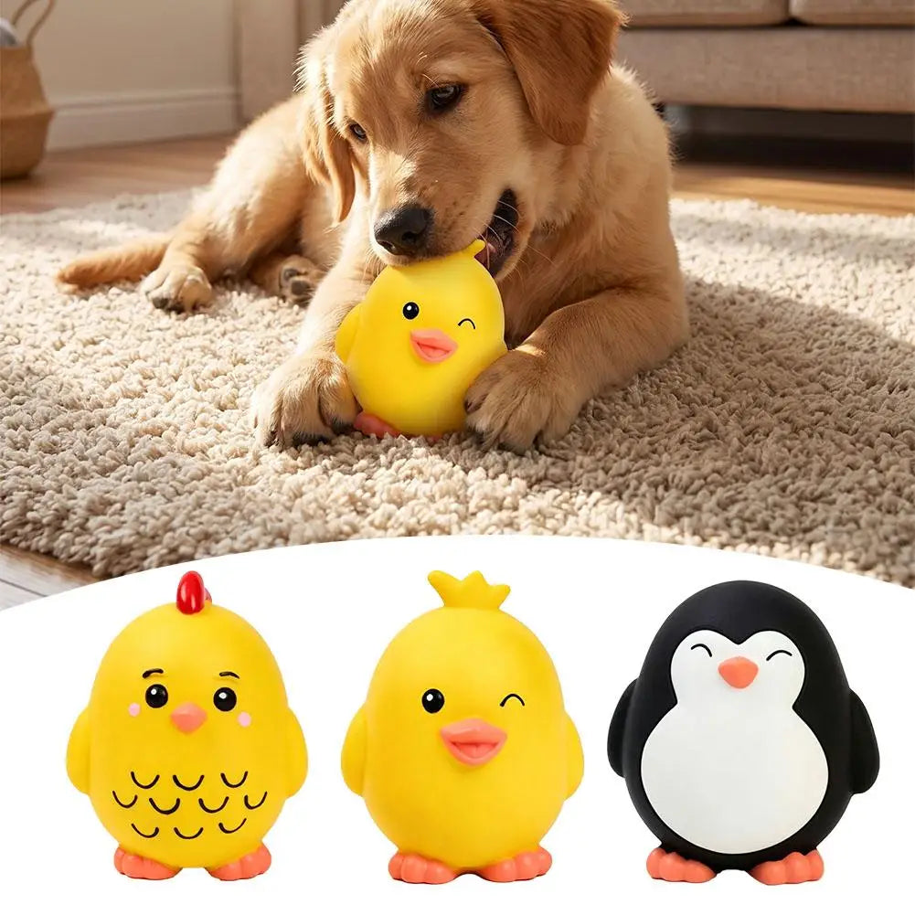 Pet Interactive Squeaker Chew Training Toy for Dog Cat Rubber Puzzle Toy yellow duck, penguin Chew Training Pet Products