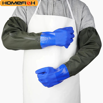 Rubber Gloves Long Aquatic Industry Gloves Long Gloves with Arm Guards Thickened Gloves Water Operations Fishery Work Gloves