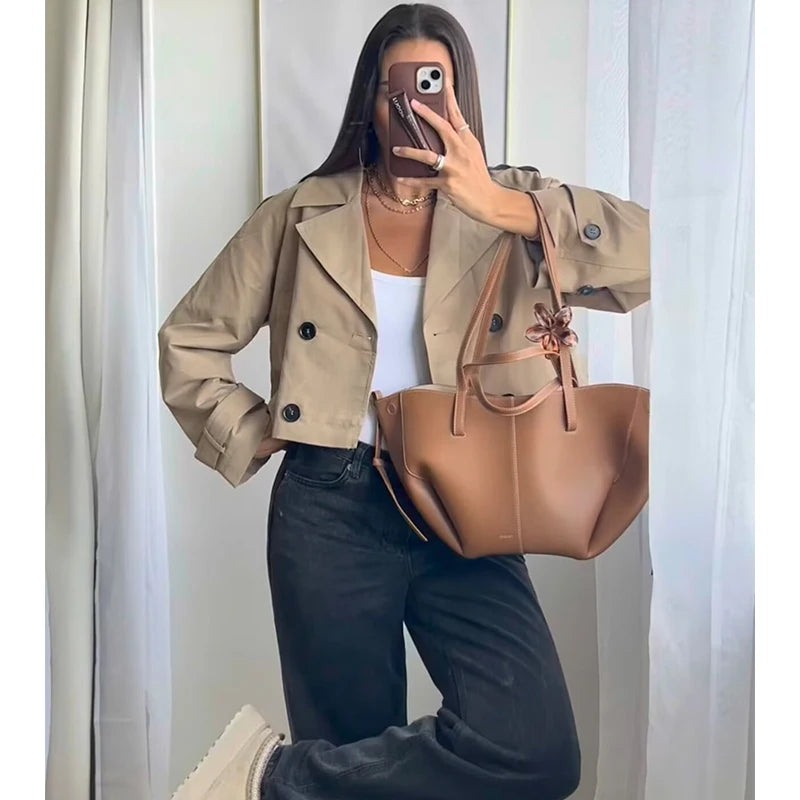 Autumn Women's Jackets 2025 New Short Windbreaker Coats Fashion Loose Autumn Jackets Women's Chic Street Elegant Outerwear Coats