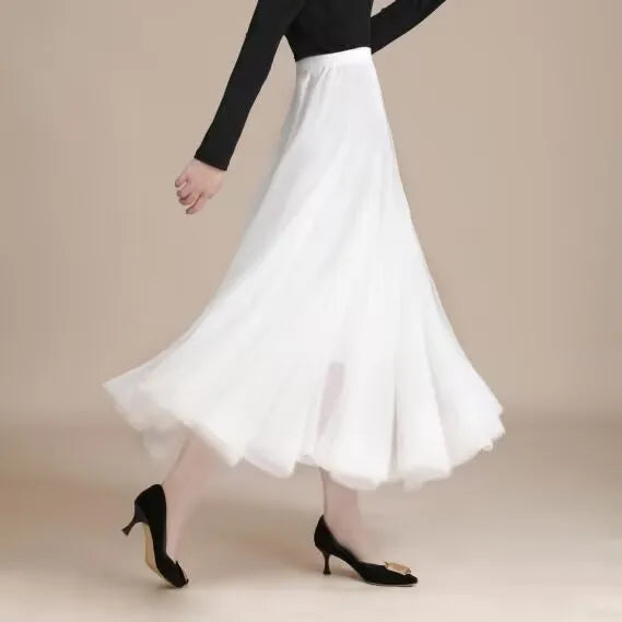19 Colors 720 Degree Women's Spring Summer New Solid Long Skirt Big Swing Mesh Skirt A-line Dance Skirt