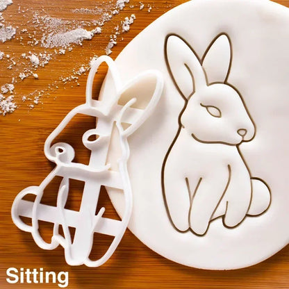 Easter Cookie Cutters Cute Yoga Rabbit Egg Plastic Cookie Embossed Molds DIY Baking Cakes Decorations Tools Kitchen Accessories