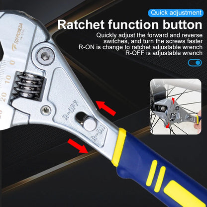 Adjustable wrench 8 '' ratchet wrench household multifunctional adjustable wrench 0-32mm large opening for DIY Repair Home Use
