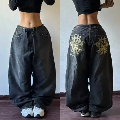Street Y2K New Fashion Trend Clearance Spot Special Straight Jeans Women Harajuku Hip Hop Oversized Wide-leg Pants Unisex Jeans
