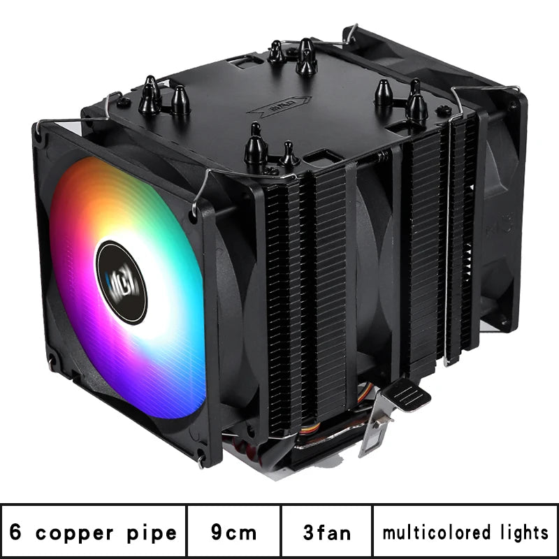 6 Copper Pipe Double Tower ARGB Cpu radiator Cooler 90MM 4Pin Fan 1200 1150 1155 1366 1700 AM3 AM4 X99 2011 PC Heat Sink 2011-V3