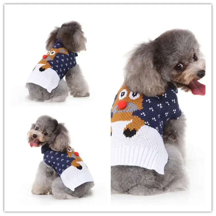 Dog Sweater, Pet Hoodie, Skull Coat, Pet Clothing, Elk Christmas Puppy Dog Clothes, Autumn Pet Clothes