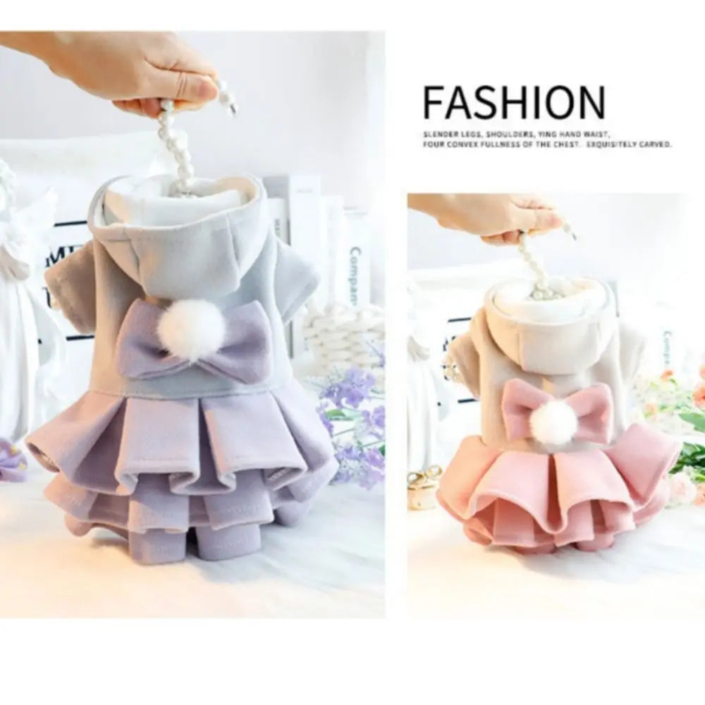 New Autumn Winter Outfit Pet Dog Clothes Woolen Tutu Skirt Pet Coat Dog Dresses Teddy Bear Cat Princess Skirt for Small Dogs