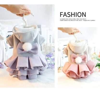 New Autumn Winter Outfit Pet Dog Clothes Woolen Tutu Skirt Pet Coat Dog Dresses Teddy Bear Cat Princess Skirt for Small Dogs