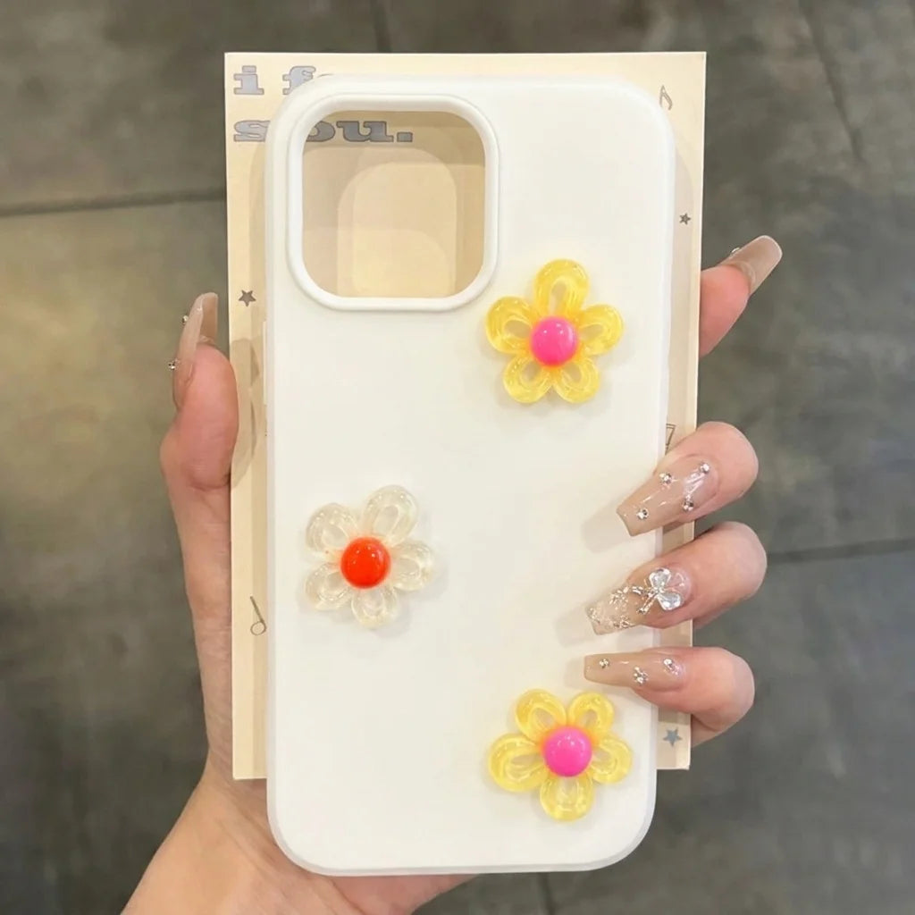 White With 3D Diy Colorful Flower Lanyard Phone Case For Xiao Mi 15T 14T Pro 17 Pro Max 15 Pro 11 Lite 5G Shockproof Soft Funda