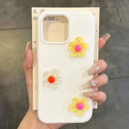White With 3D Diy Colorful Flower Lanyard Phone Case For Xiao Mi 15T 14T Pro 17 Pro Max 15 Pro 11 Lite 5G Shockproof Soft Funda