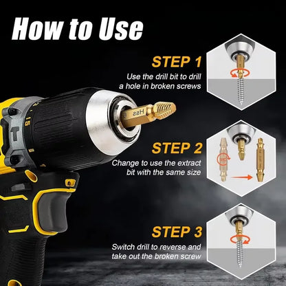 6pc HSS Extractor Double Head Screw Slide Tooth Removal Screwdriver Screwdriver Bit Broken Wire Tool Set