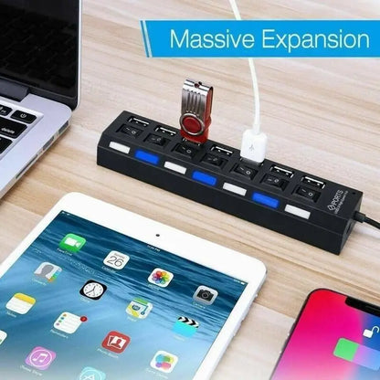 USB 2.0 Hub 7-Ports / 4-Ports USB Splitter USB A Port Data Hub for Laptop PC Computer Mobile HDD Flash Drive