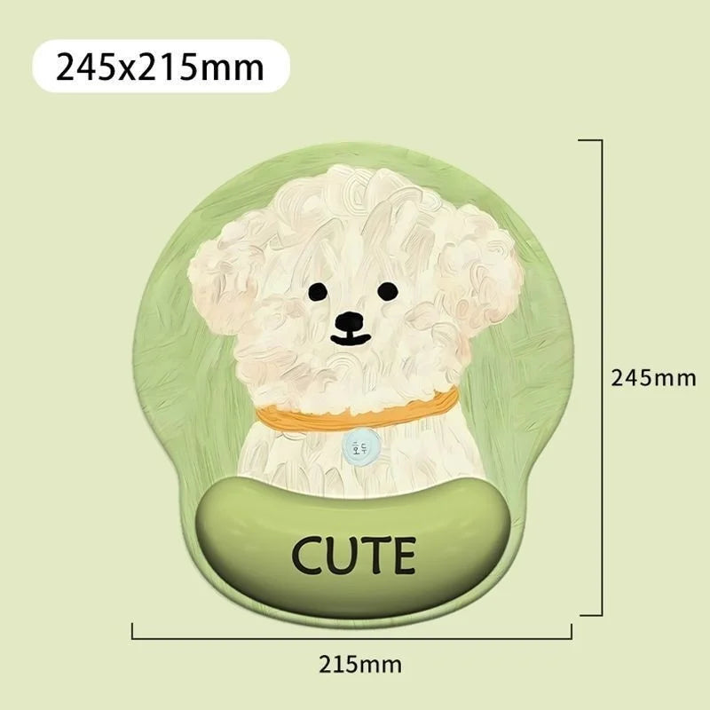 Cartoon Puppy Mouse Pad with Wrist Rest Non-Slip Soft Ergonomic Desk Mat For Office Gaming Computer Desk Universal Mousepad