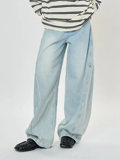 Spring and Autumn Women's Casual Solid Color High Waist Loose Wide Leg Jeans