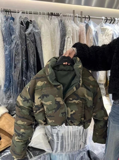 Fashion Trend Camouflage Coat Cotton Clothing Women's Winter New Thick Jacket Vintage Punk Short Coat Women Chic Parkas