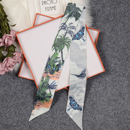 2024 New Luxury Brand Scarf Tarot Women Scarf Bag Hair Skinny Silk Scarves Design Foulard Neckerchief Headband For Ladies
