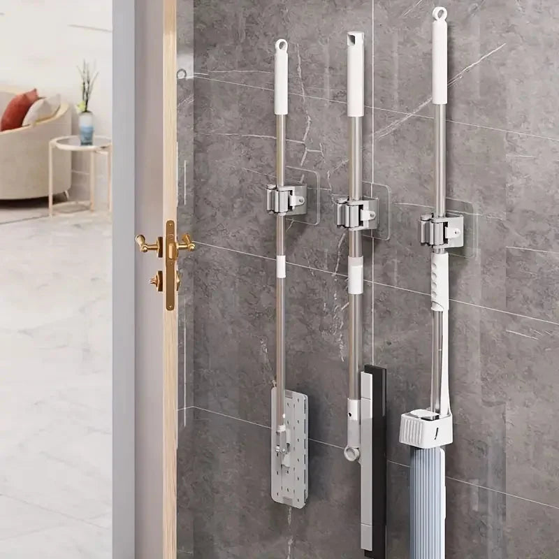 3pcs Acrylic Wall-Mounted Mop and Broom Holder Organizer for Home, Bathroom, Garden, Kitchen, Garage