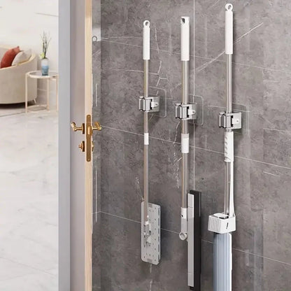 3pcs Acrylic Wall-Mounted Mop and Broom Holder Organizer for Home, Bathroom, Garden, Kitchen, Garage