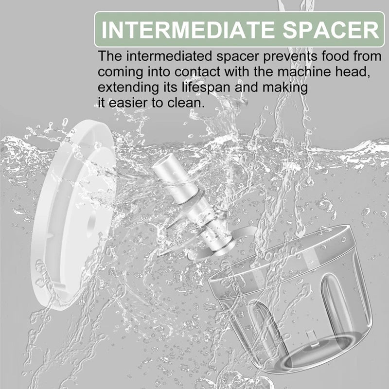 400ML Electric Garlic Chopper, 6 Blades Garlic Grinder Mini Vegetable Chopper, USB Portable Veggie Chopper,Garlic Mincer