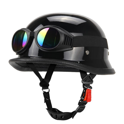 Motorcycle Half Helmet German Leather Vintage Helmet Casco Moto Motorcycle Open Face Helmet Biker Pilot DOT Certification S-XXL