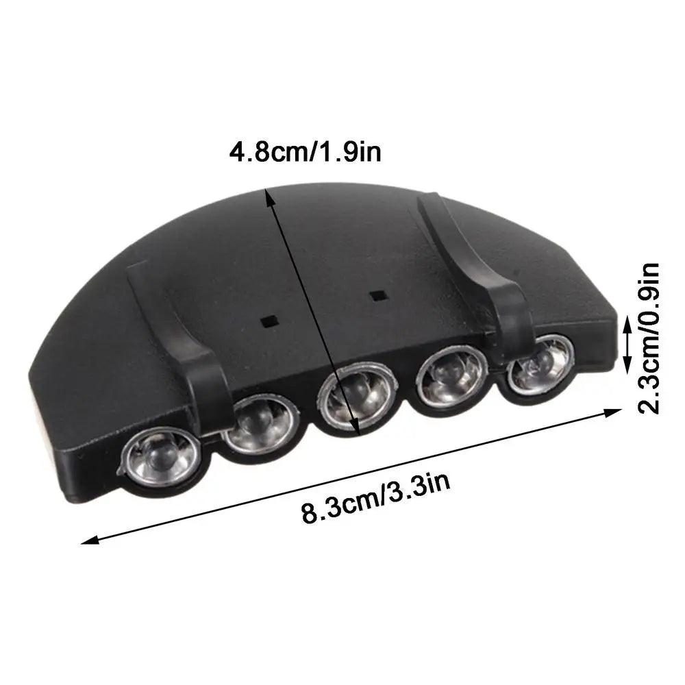Head Lamps 5 LED Hat Brim Light With Batteries Water Resistant Lightweight Headlamp For Night Fishing Hunting Hiking
